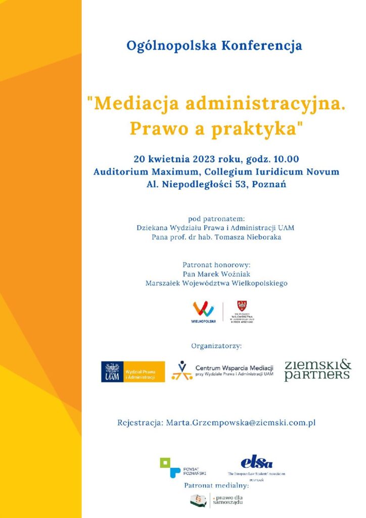 Plakat Konferencji Mediacja administracyjna prawo a praktyka-2